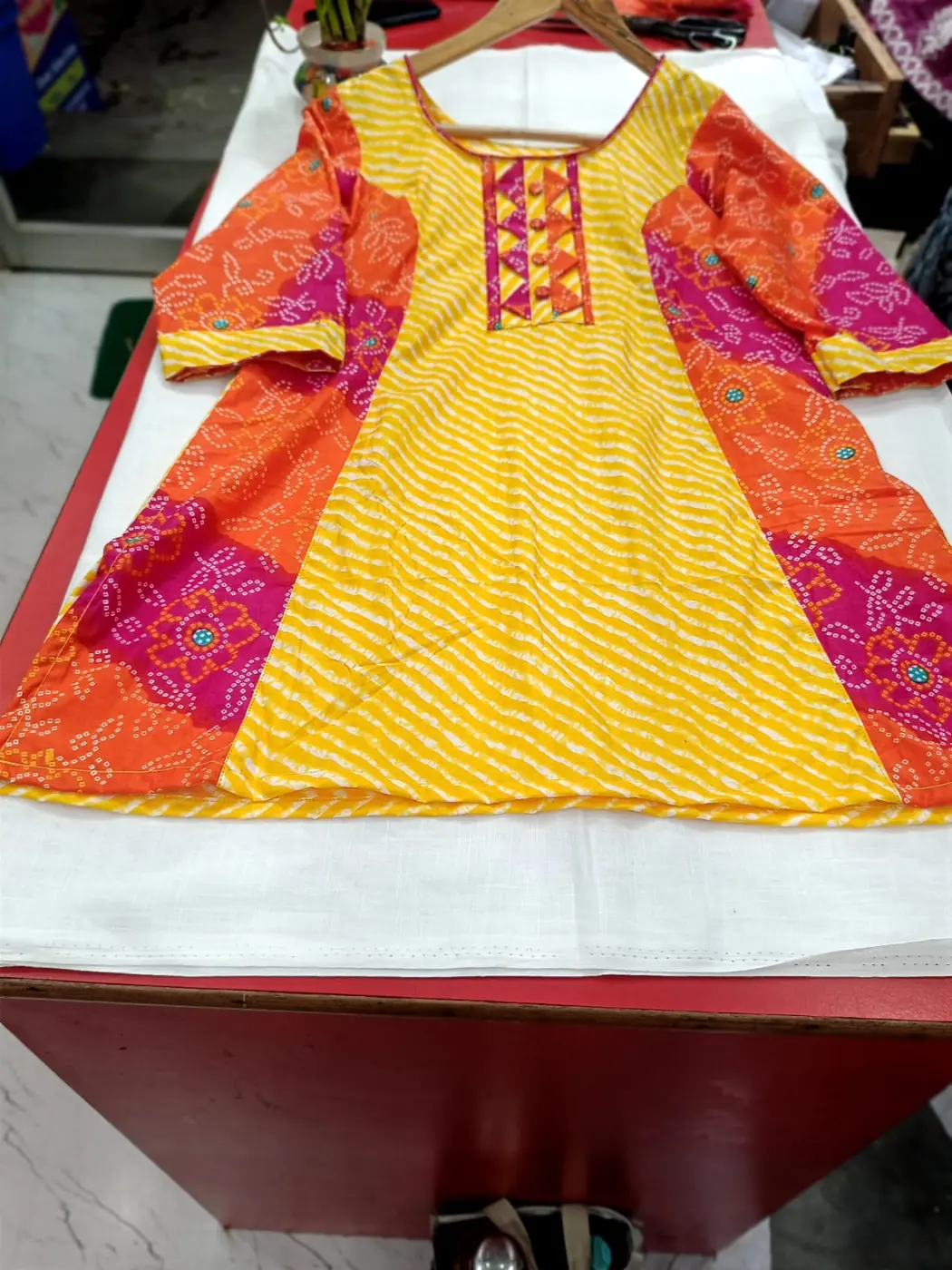 Leheriya & Bandhani Panel Kurti with Dupatta — view 3