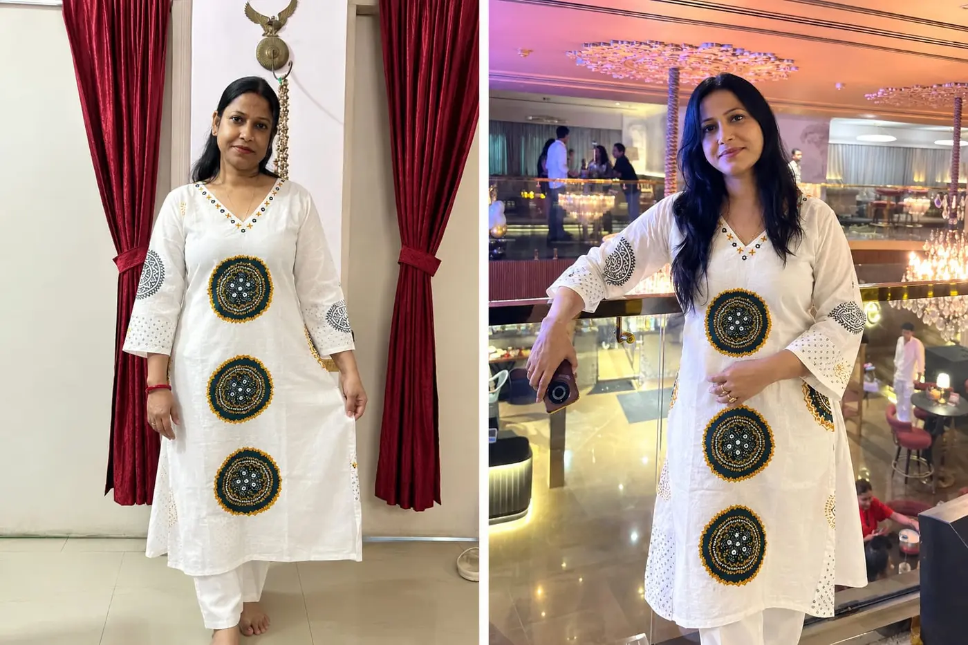 White Applique Mandala Kurta Set